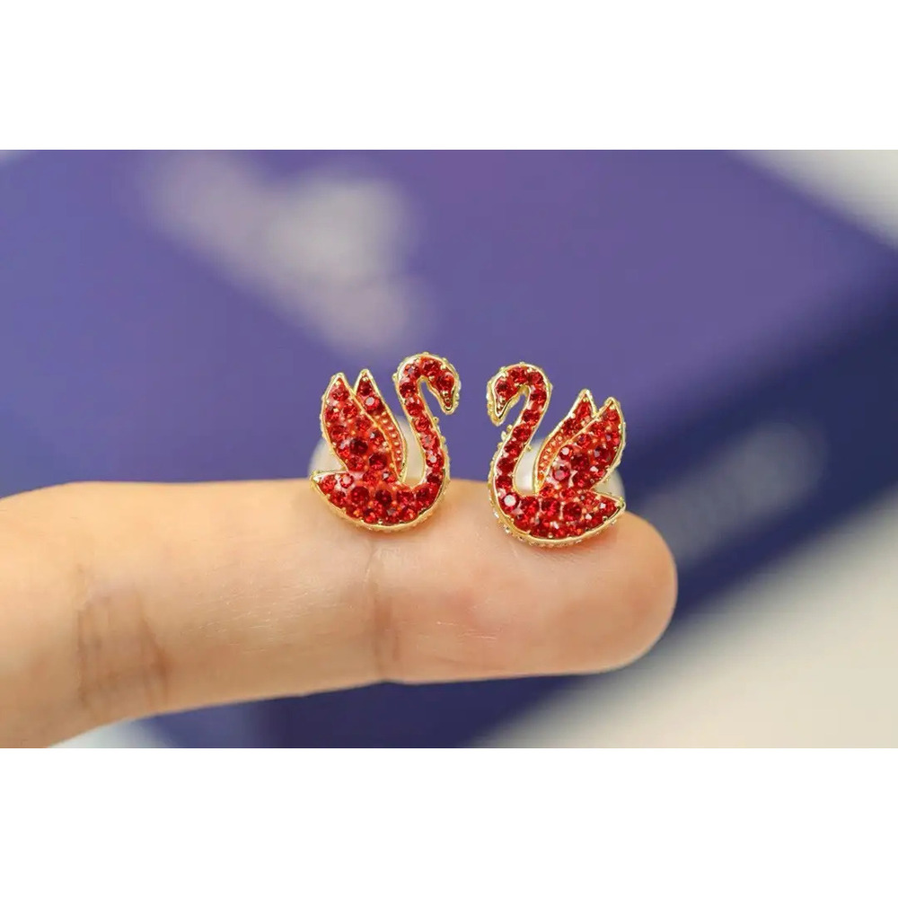 Swarovski Red Swan Pearl Earrings
